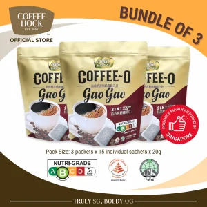 [BUNDLE OF 3] Coffeehock Premium Coffee-O Gao Gao 2-in-1 with Brown Raw Sugar | 15 Sachets x 20g